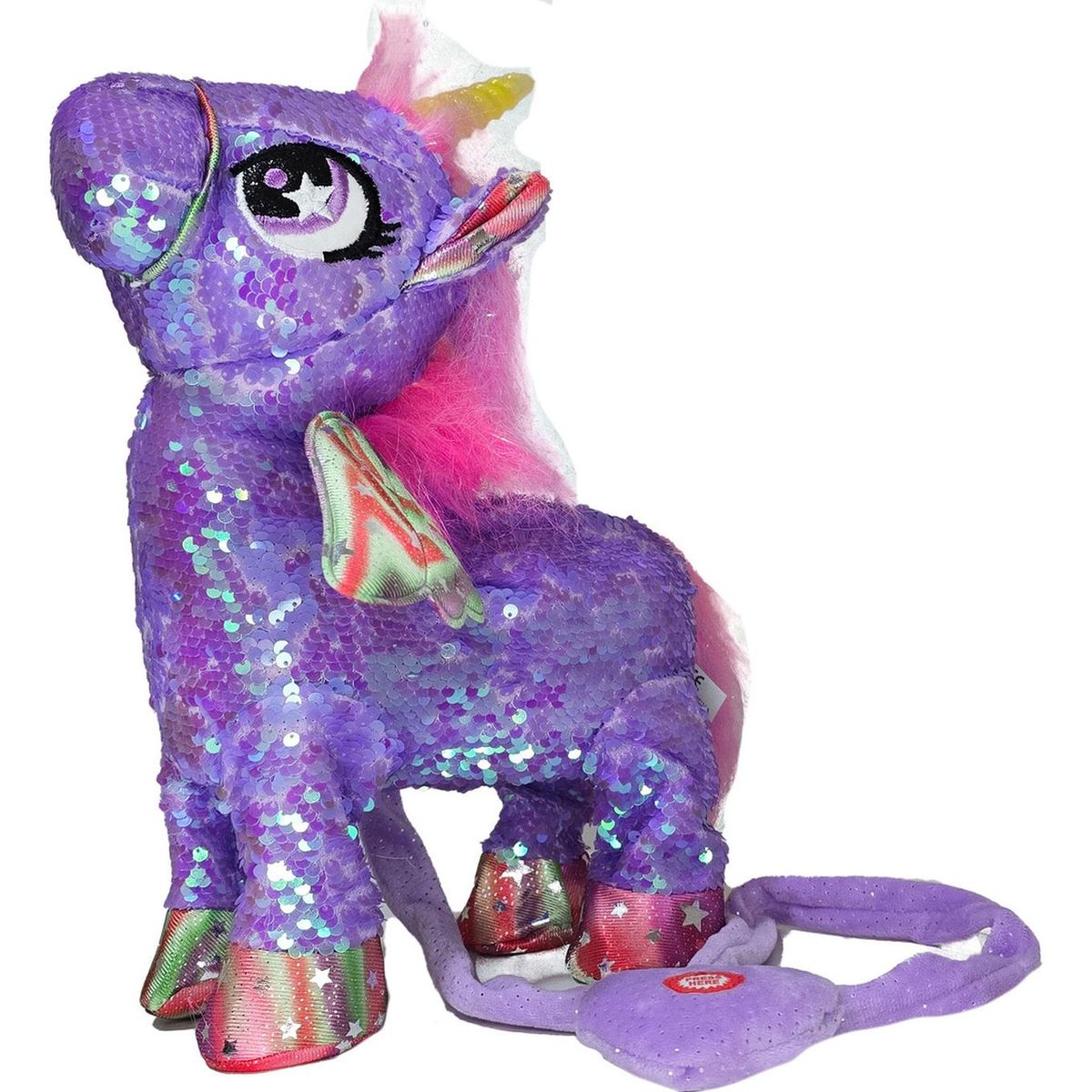 GENERICO - Unicornio Musical Y Bailarin Con Brillos Y Alas 35cm Morado