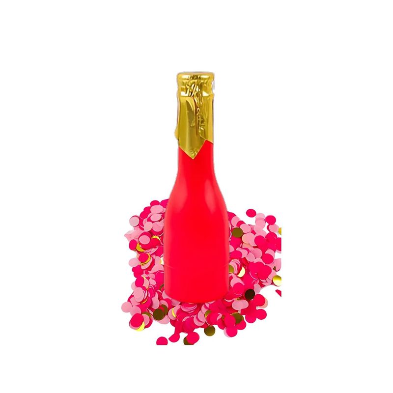 GENERICO - Lanza Confeti Botella Champán Fucsia 5x16cm 1 Pieza Fiesta