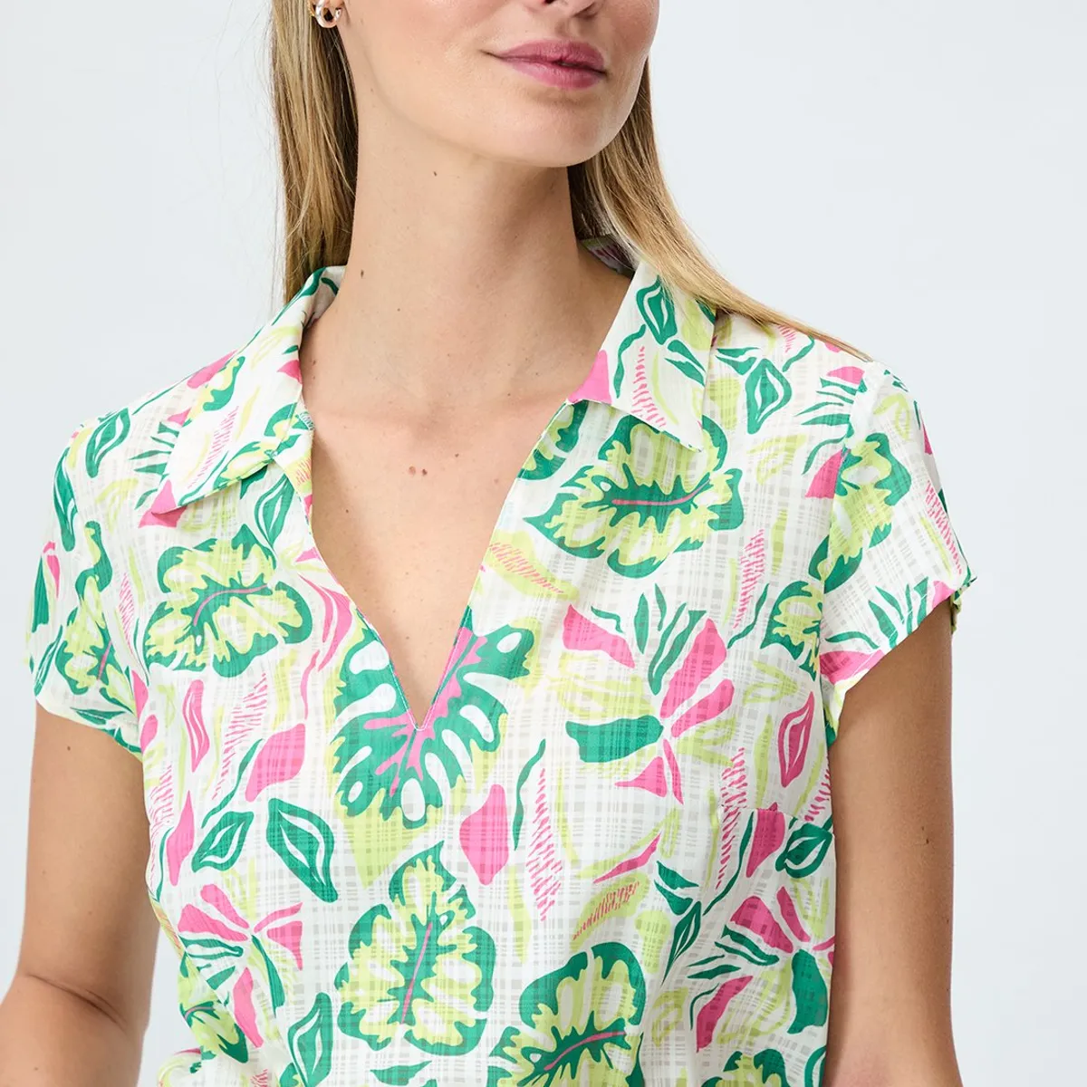 IO - Blusa Manga Corta Crudo Mujer Io