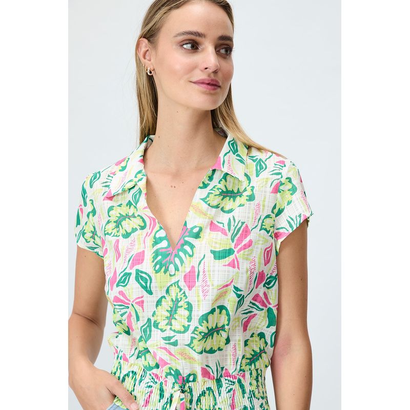 IO - Blusa Manga Corta Crudo Mujer Io