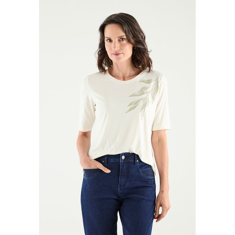 MA GRIFFE - Polera Manga Corta Crudo Mujer Magriffe