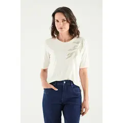 MA GRIFFE - Polera Manga Corta Crudo Mujer Magriffe