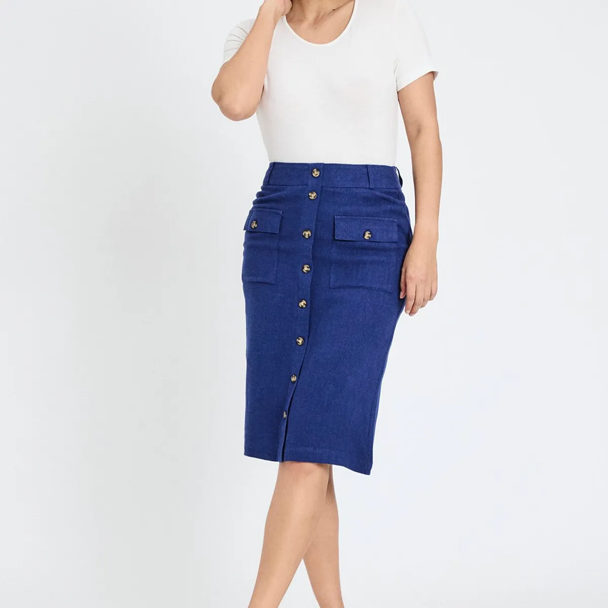 ASH - Falda Larga Azul Marino Mujer Ash