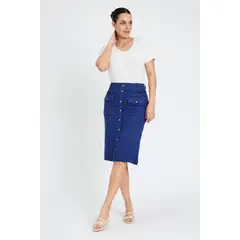 ASH - Falda Lisa Larga Azul