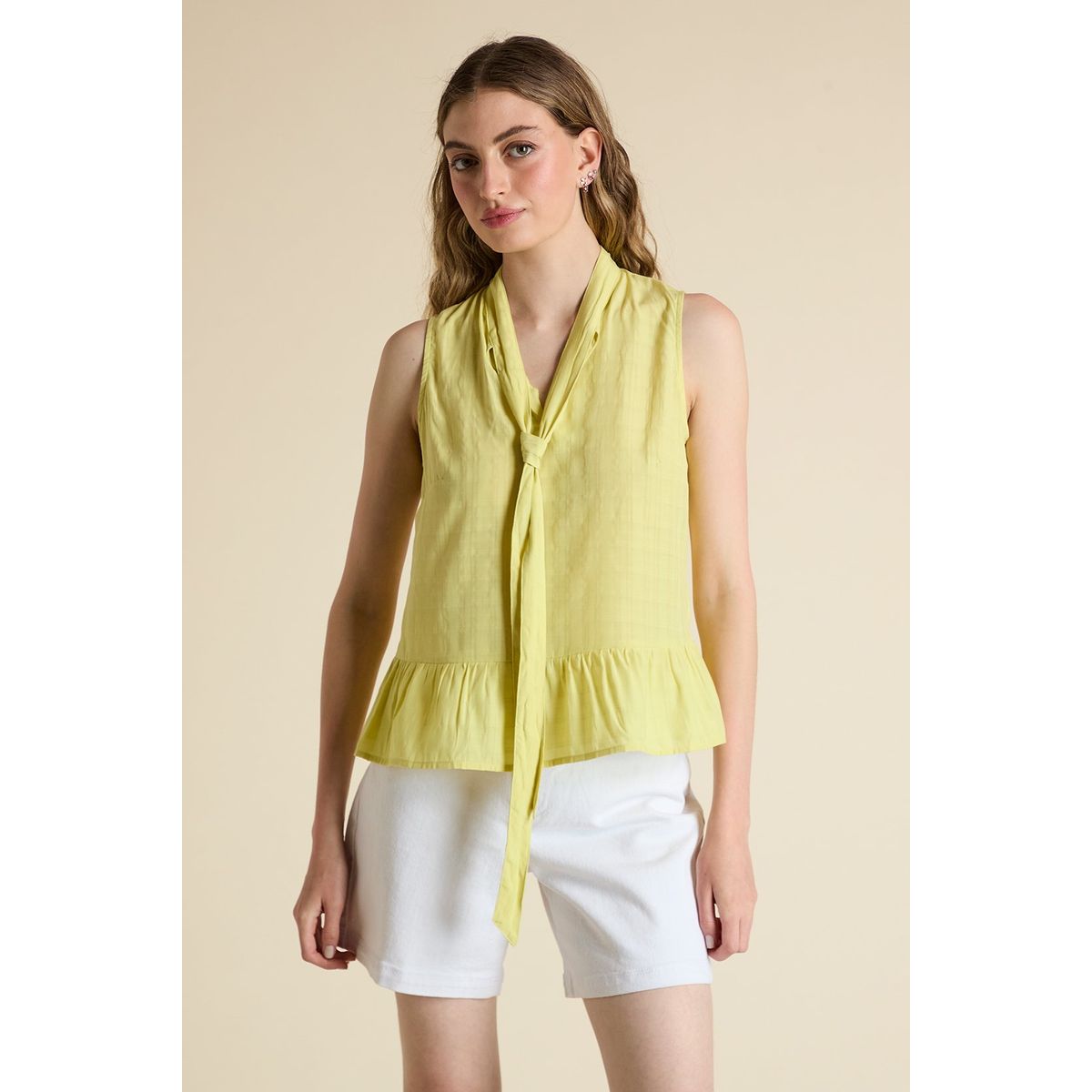 IO - Blusa Sin Mangas Amarillo Mujer Io