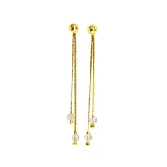 ANDREA COGGIOLA JOYAS - Aros Josefa Largos Cristal Enchapado Oro 18K