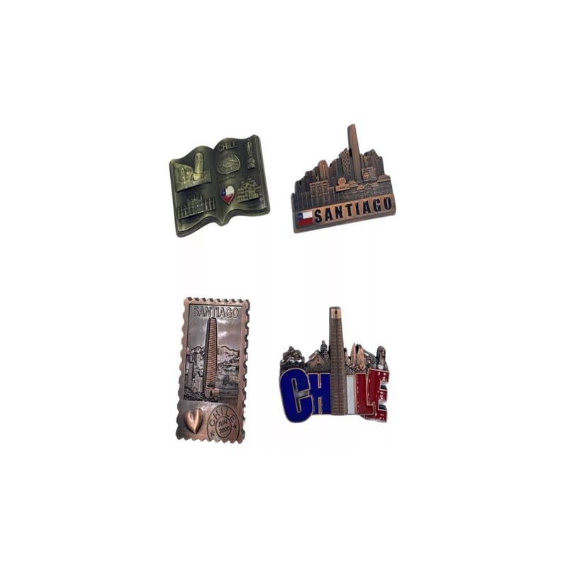 GENERICO - Imanes Santiago De Chile Regalo Souvenir Chile Cobre X 4 Und