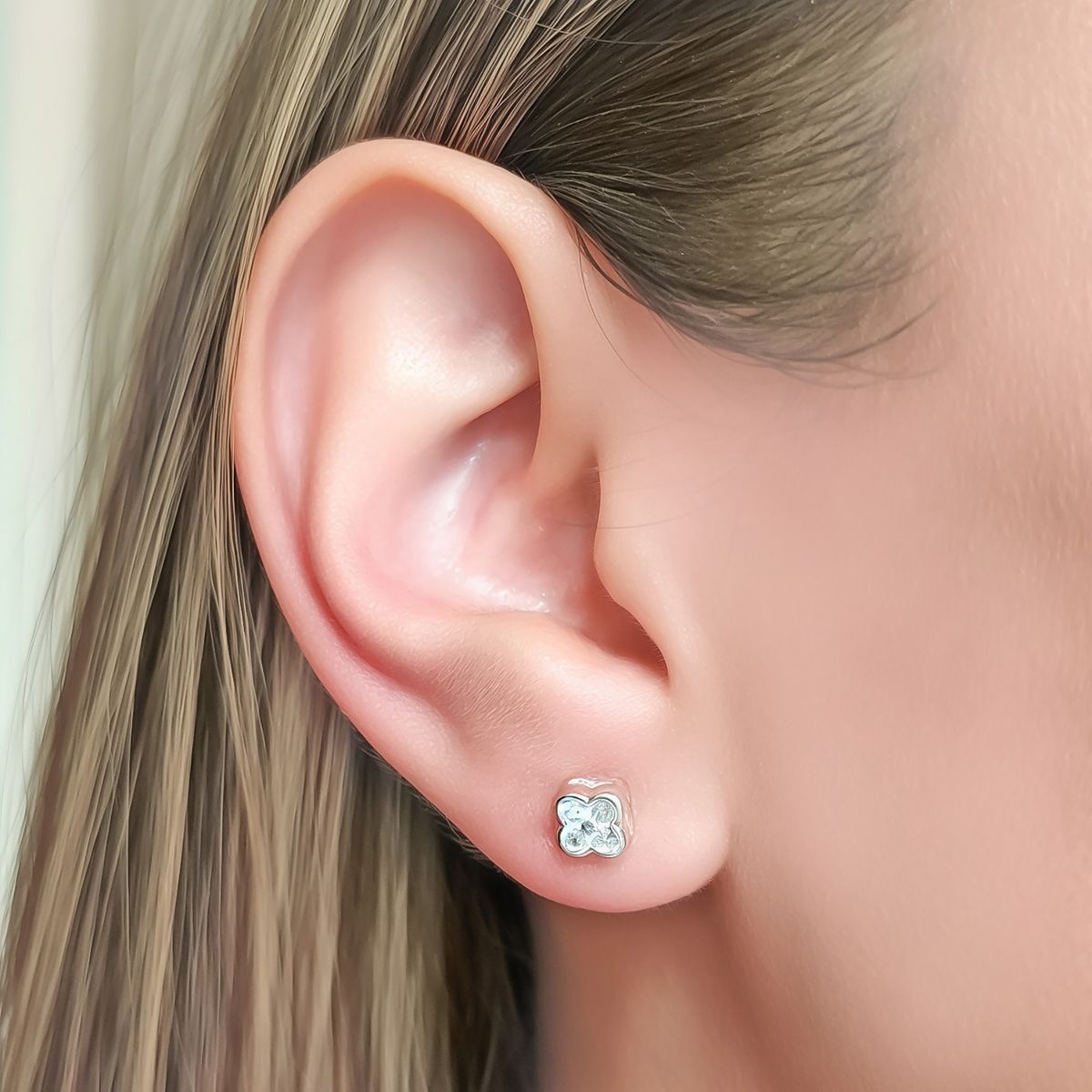 COGGIOLA - Aros Trébol Circón Blanco Plata Fina 925