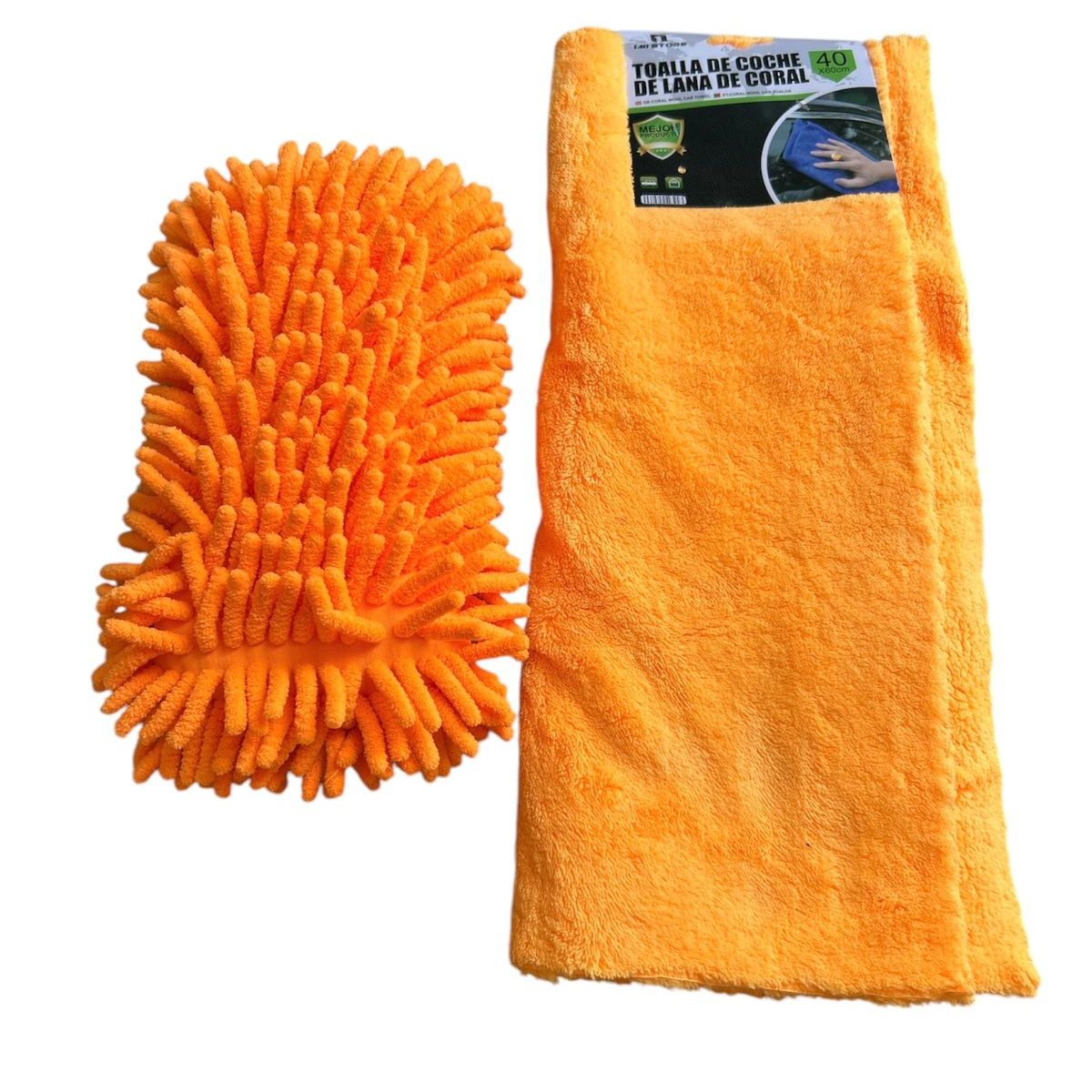 GENERICO - Cepillo De Esponja + Paño Microfibra Absorbente Para Autos