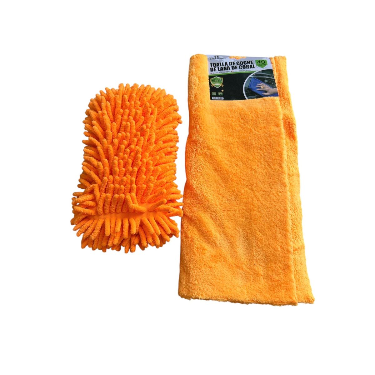 GENERICO - Cepillo De Esponja + Paño Microfibra Absorbente Para Autos