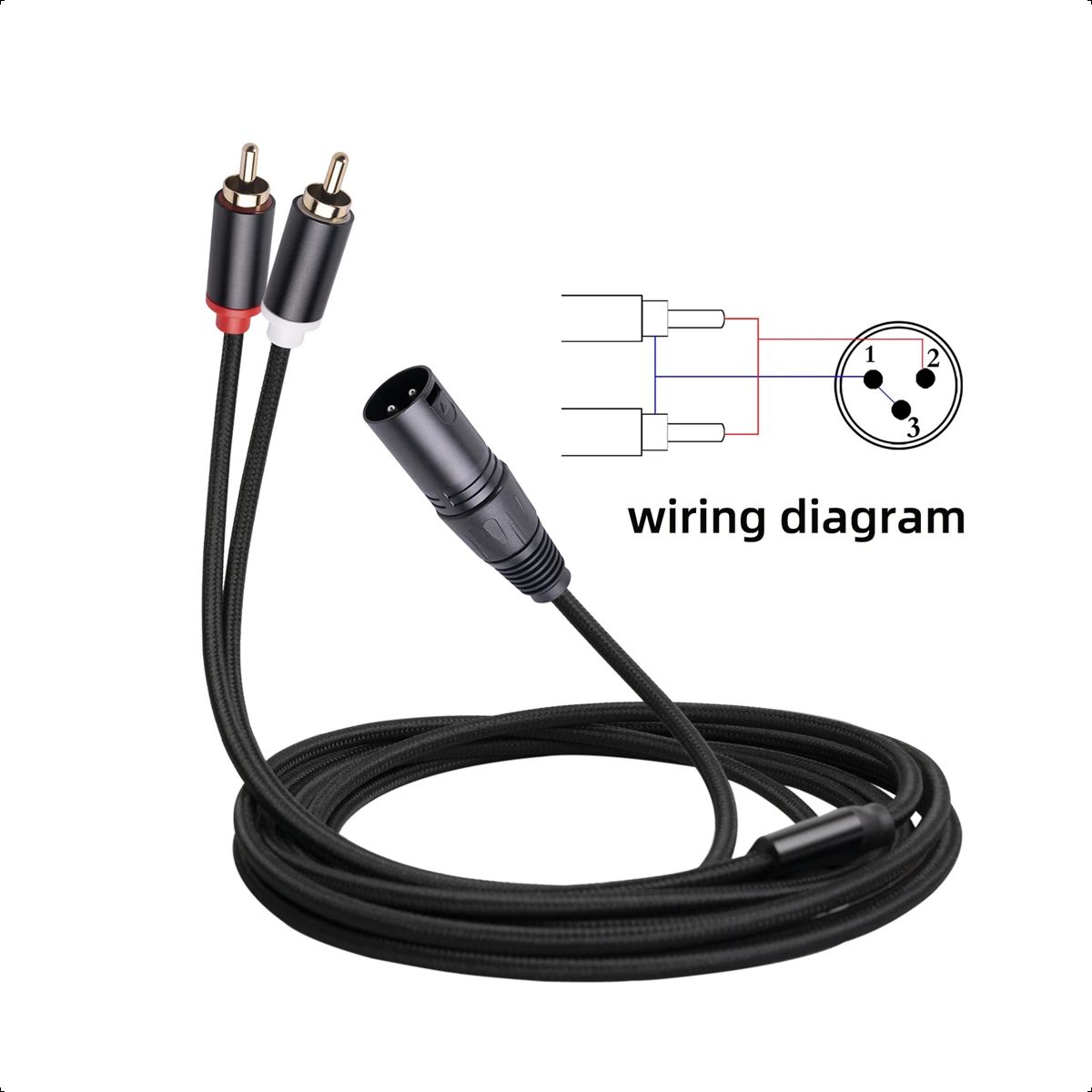 GENERICO - Cable Audio Xlr Canon A Rca Profesional Trenzado Dj 2 Metros