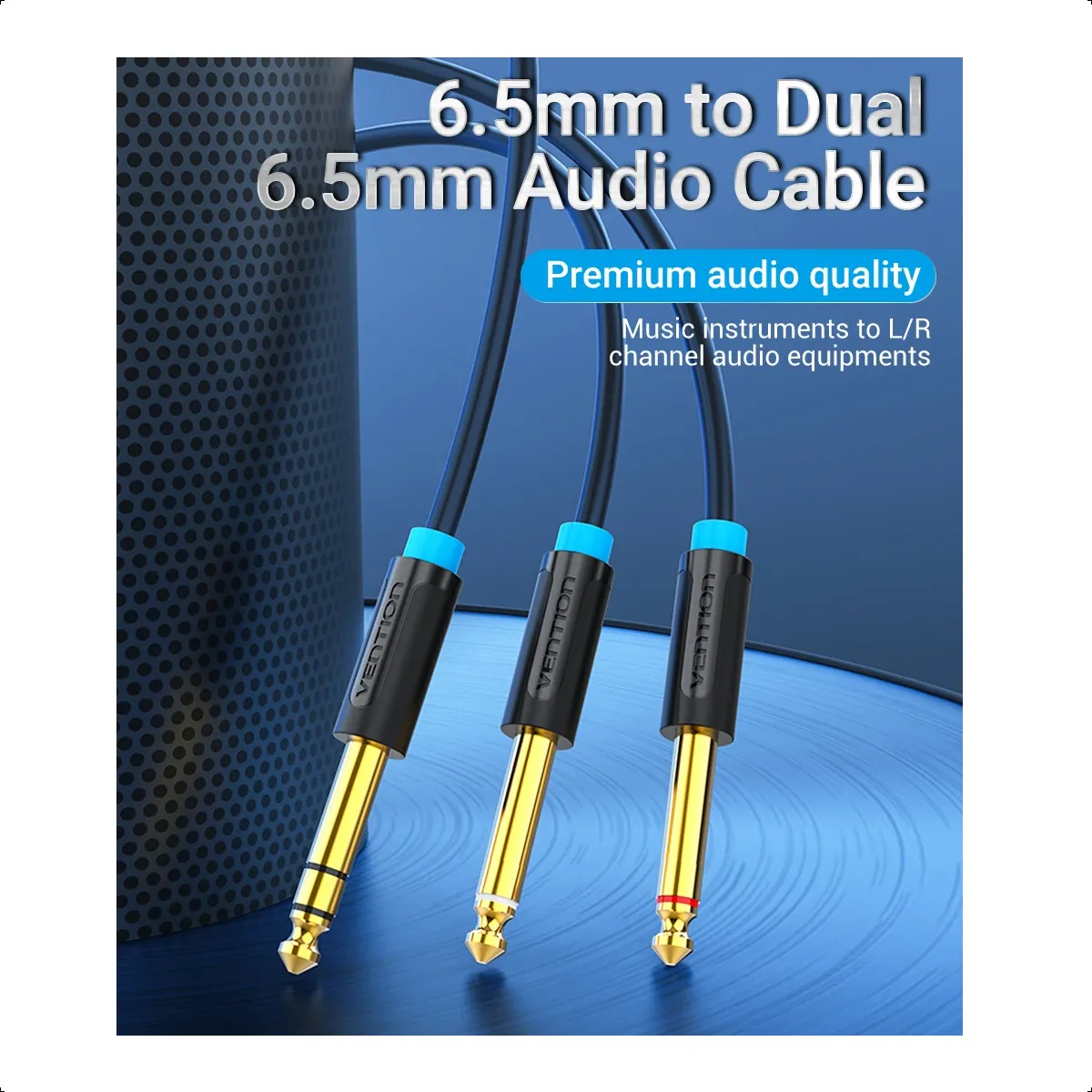 VENTION - Cable Audio En Y 6,3mm A 2 Plug 6,3m Mono Dj De 1 M Vention