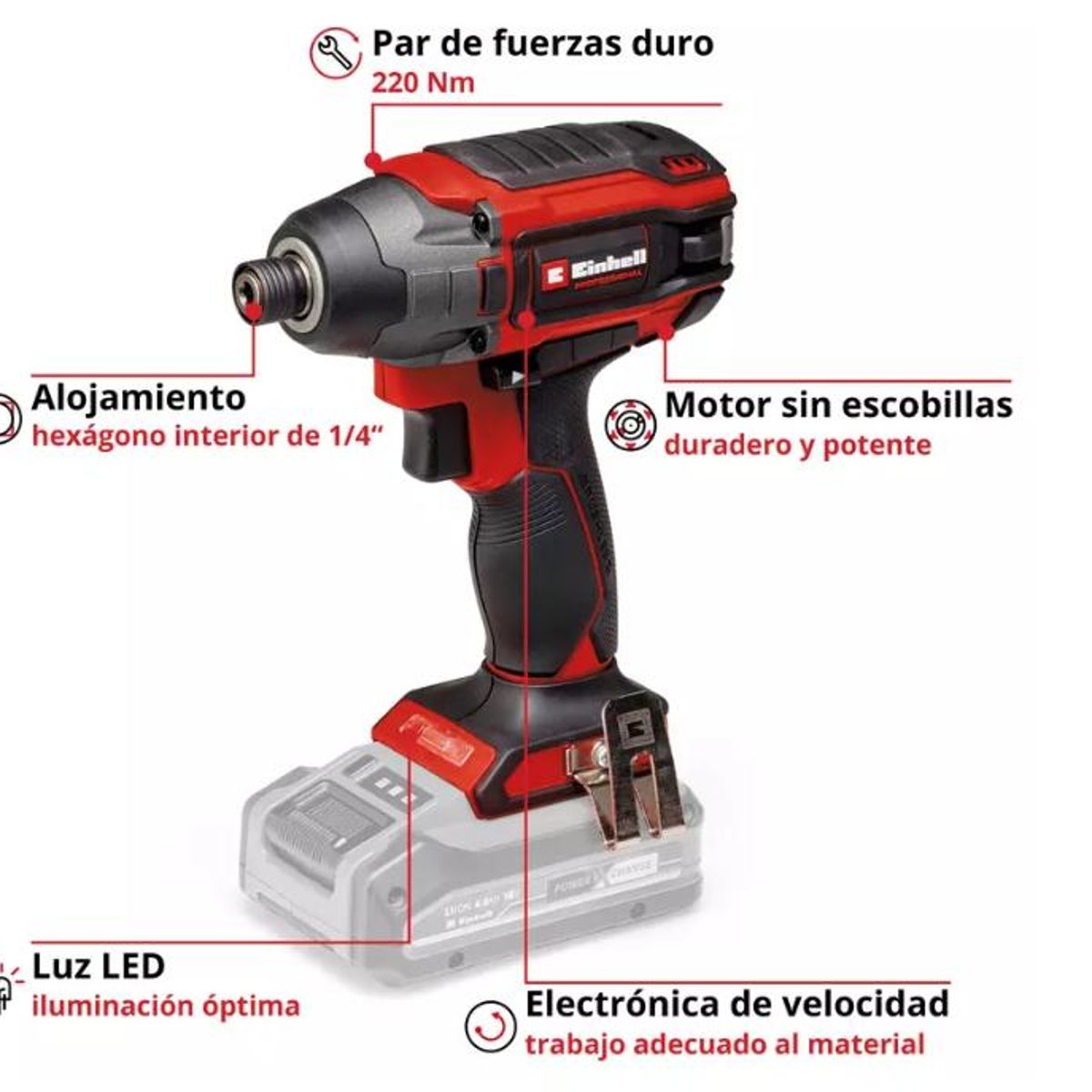 EINHELL - ATORNILLADOR DE IMPACTO EINHELL TP-CI 18V220 LI-BL SOLO 18V