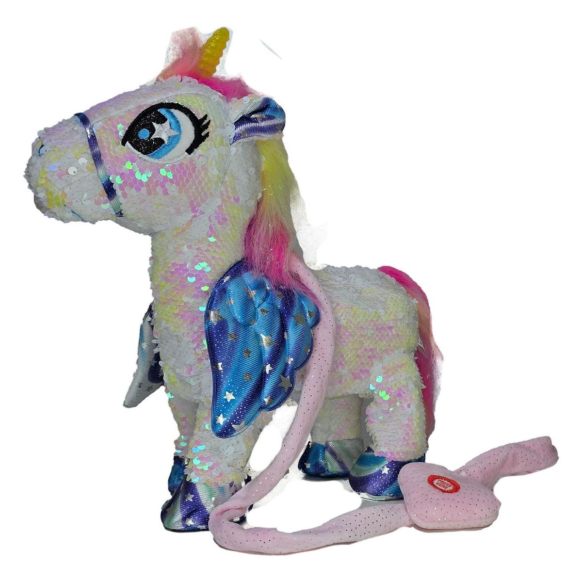 GENERICO - Unicornio Musical Y Bailarin Con Brillos Y Alas 35cm Blanco