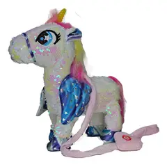 GENERICO - Unicornio Musical Y Bailarin Con Brillos Y Alas 35cm Blanco