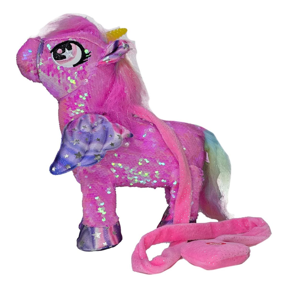 GENERICO - Unicornio Musical Y Bailarin Con Brillos Y Alas 35cm Fucsia
