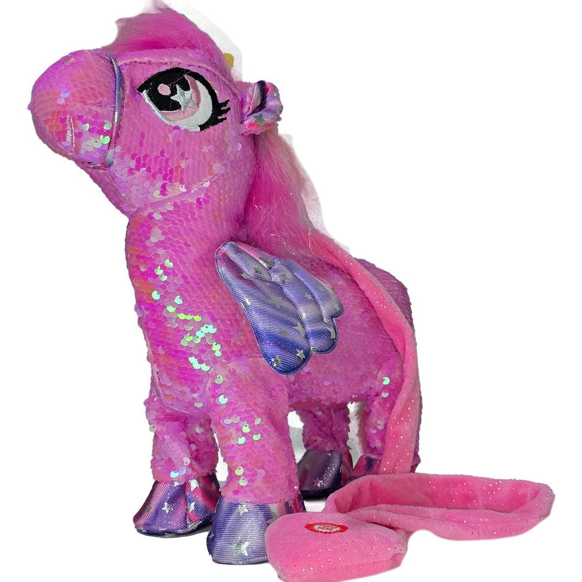 GENERICO - Unicornio Musical Y Bailarin Con Brillos Y Alas 35cm Fucsia