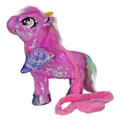 GENERICO - Unicornio Musical Y Bailarin Con Brillos Y Alas 35cm Fucsia