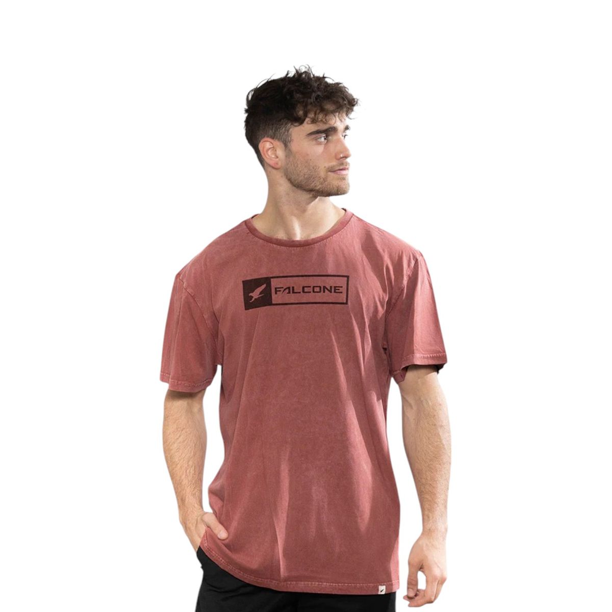 FALCONE - Polera Acid-Wash Rectangular Logo Hombre Falcone
