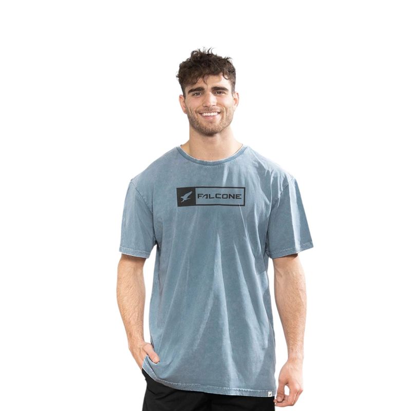 FALCONE - Polera Acid-Wash Rectangular Logo Hombre Falcone