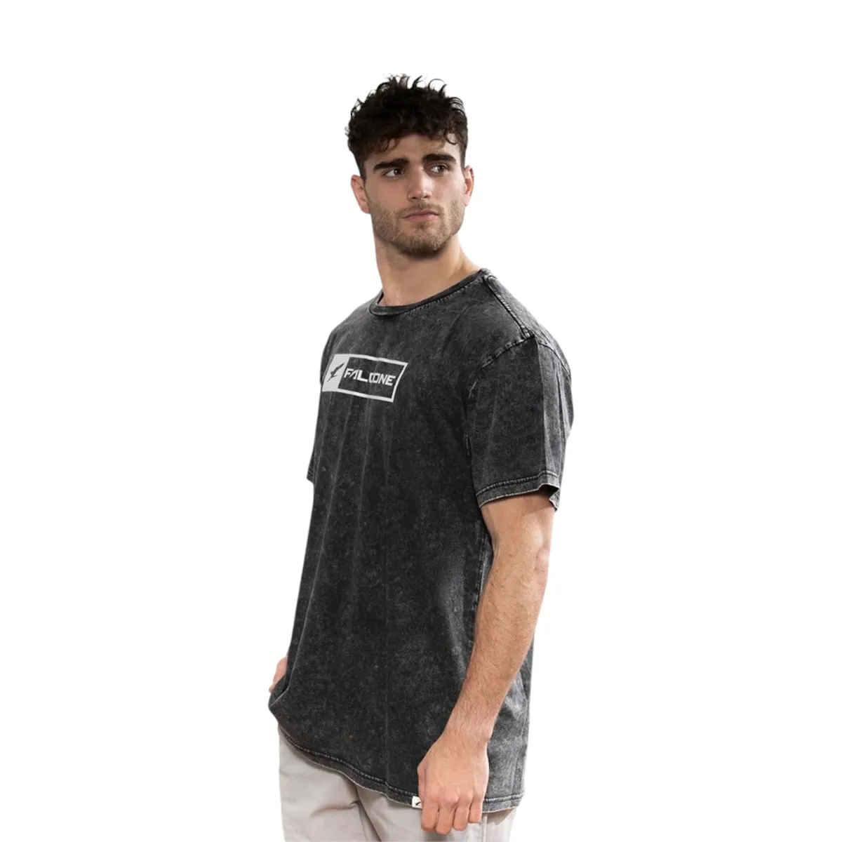 FALCONE - Polera Acid-Wash Rectangular Logo Hombre Falcone