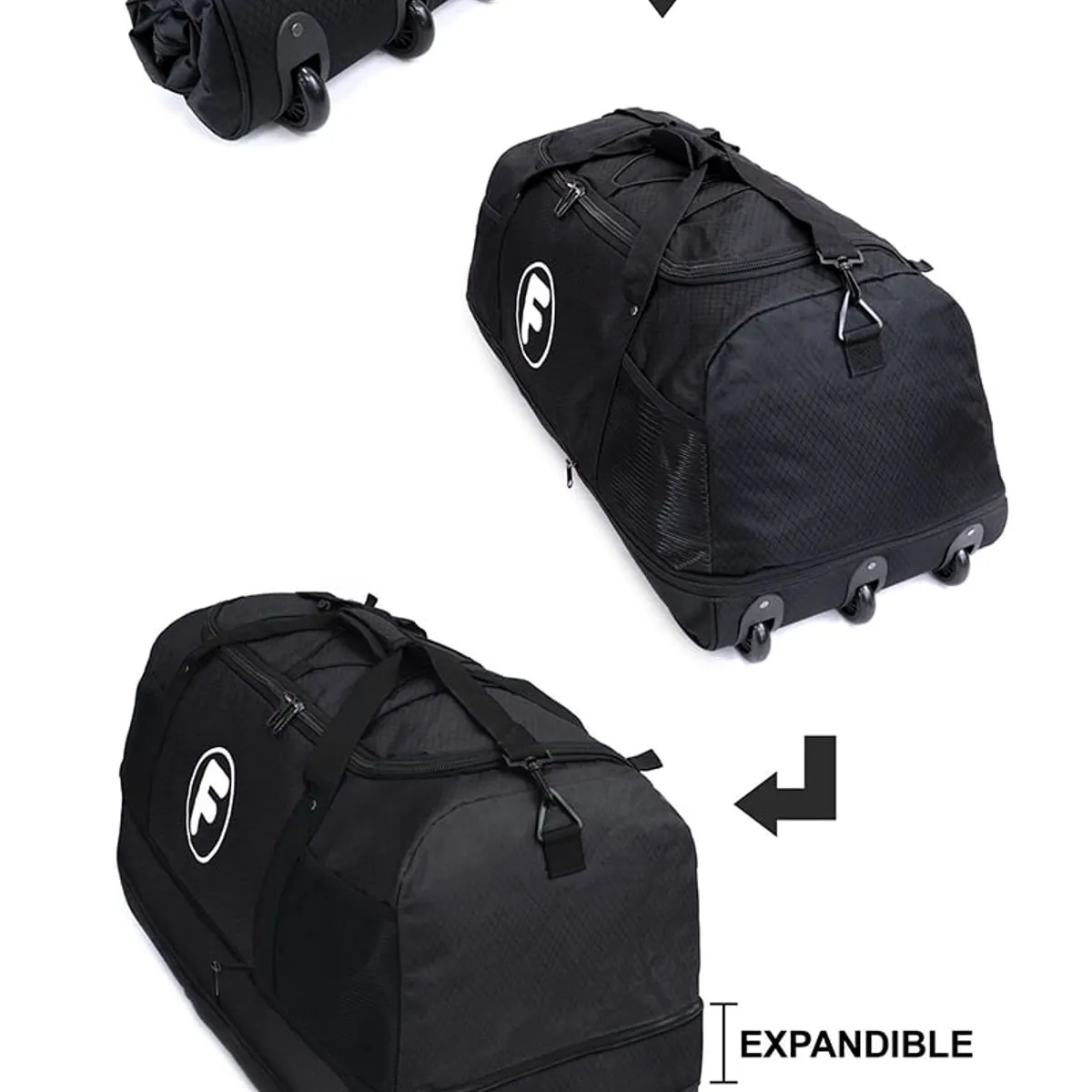 F LA MALETA DE CHILE - Bolso L Kong negro enrollable con ruedas 80 ltrs F la Maleta de Chile