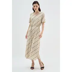 MA GRIFFE - Vestido Estampado Beige Magriffe