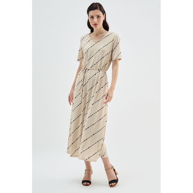 MA GRIFFE - Vestido Largo Beige Mujer Magriffe