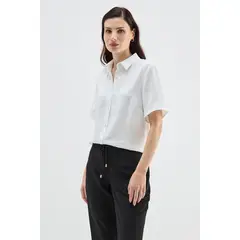 MA GRIFFE - Blusa Camisera Abotonada Crudo Magriffe