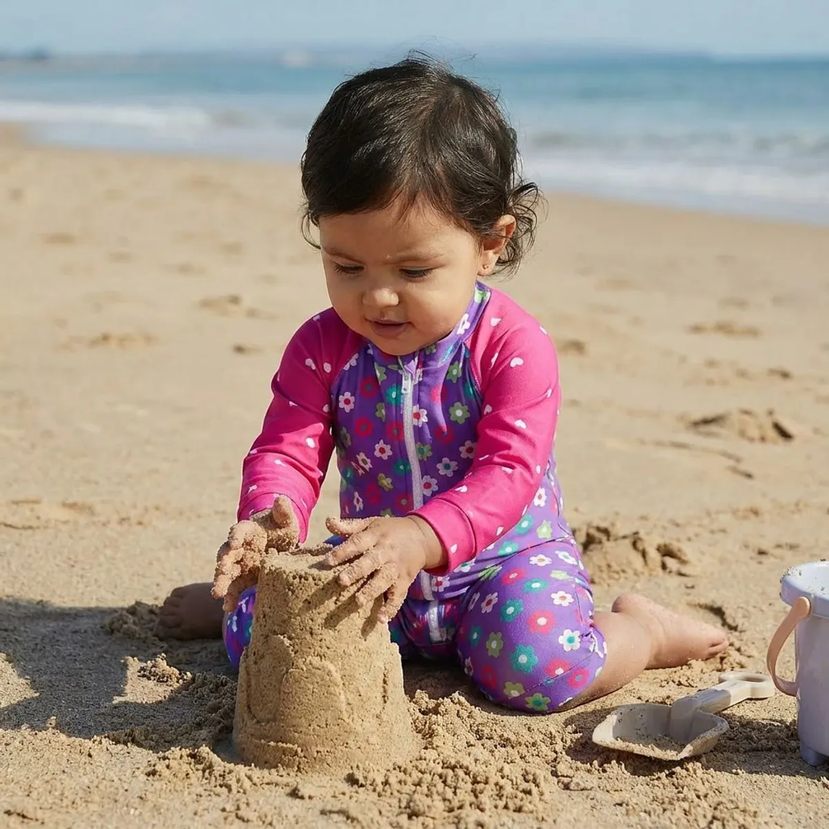 BONVERANO - Traje De Baño Con Cierre Completo Bebé Niñas Protección UV