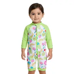 BONVERANO - Traje De Baño Con Cierre Completo Bebé Niñas Protección UV