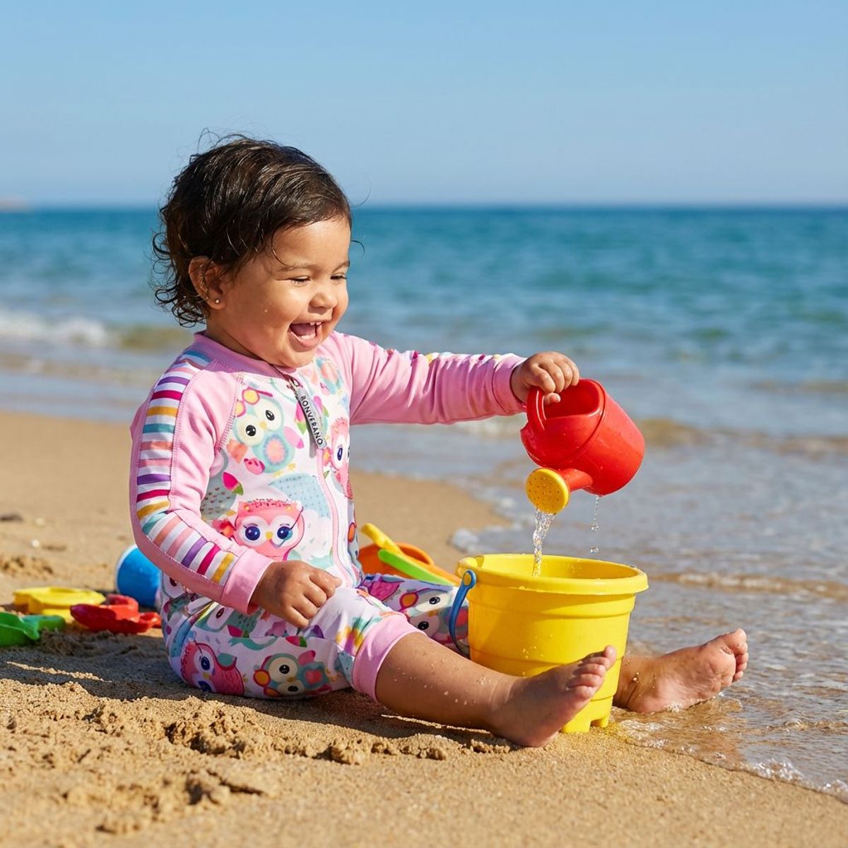 BONVERANO - Traje De Baño Con Cierre Completo Bebé Niñas Protección UV