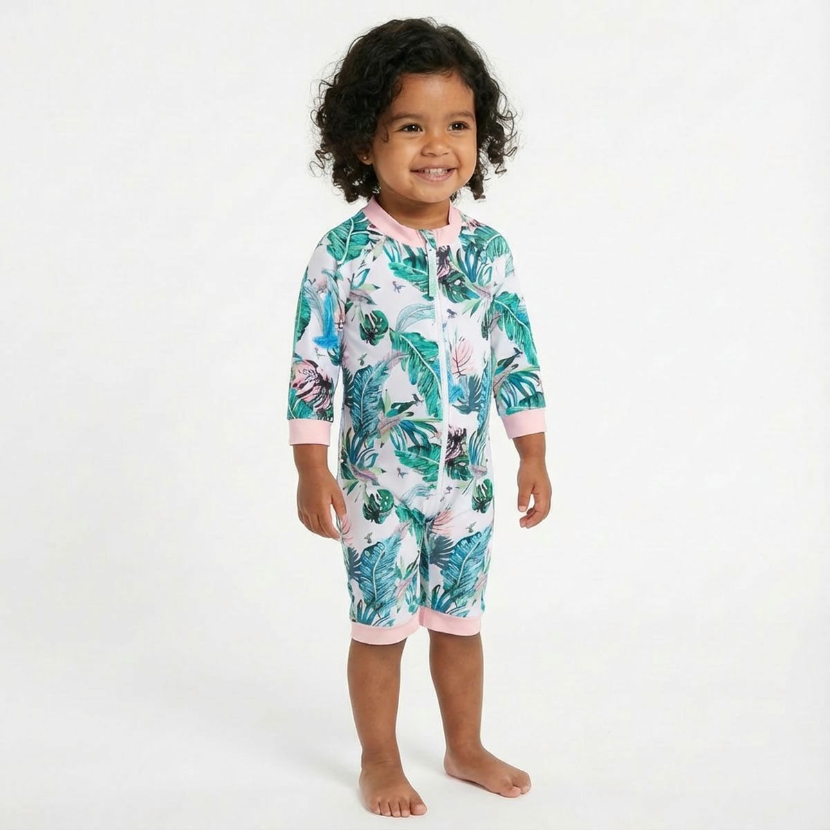 BONVERANO - Traje De Baño Con Cierre Completo Bebé Niñas Protección UV