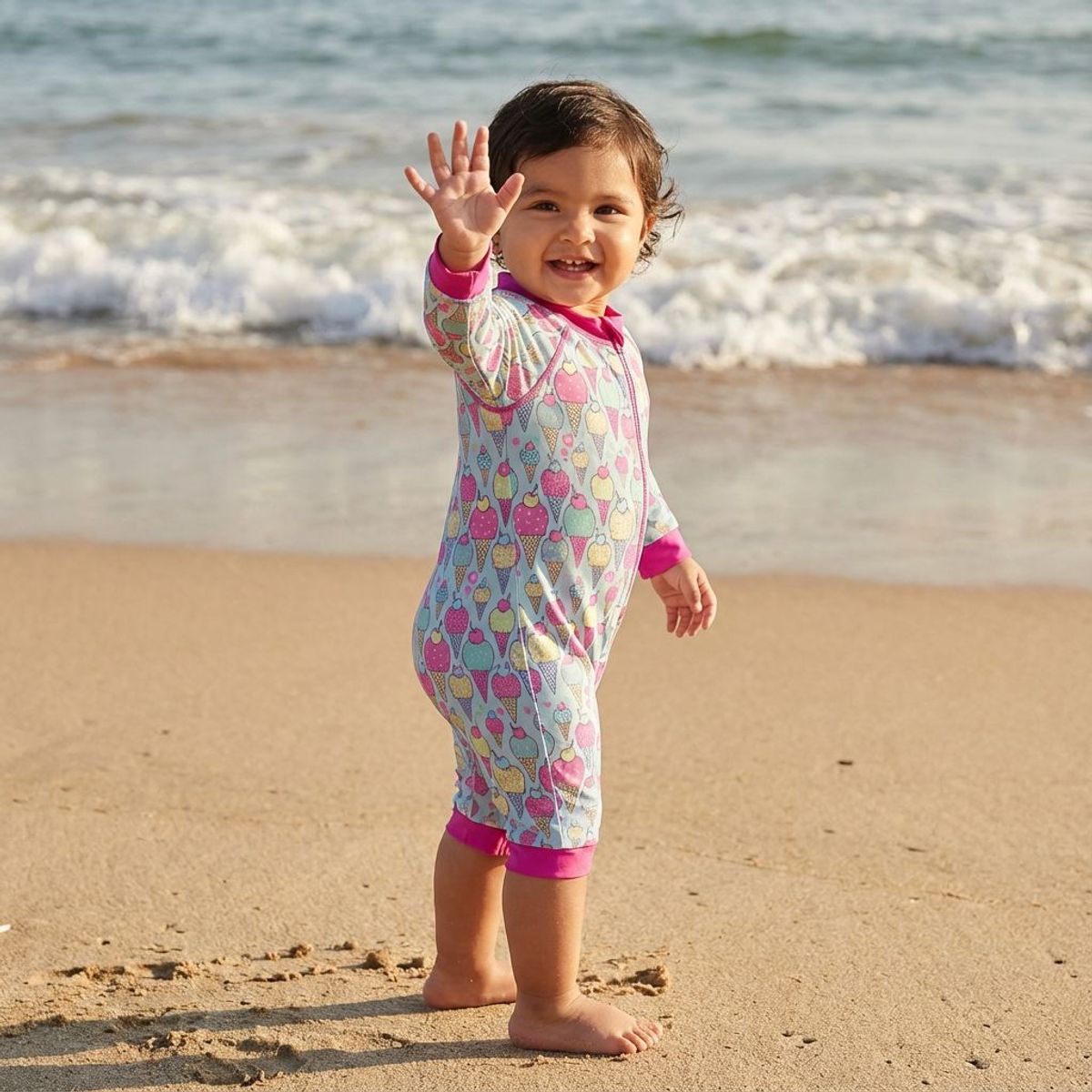 BONVERANO - Traje De Baño Con Cierre Completo Bebé Niñas Protección UV