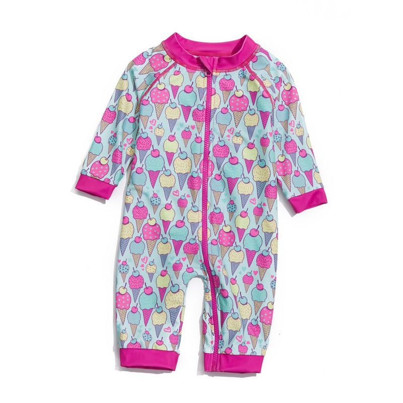 BONVERANO - Traje De Baño Con Cierre Completo Bebé Niñas Protección UV