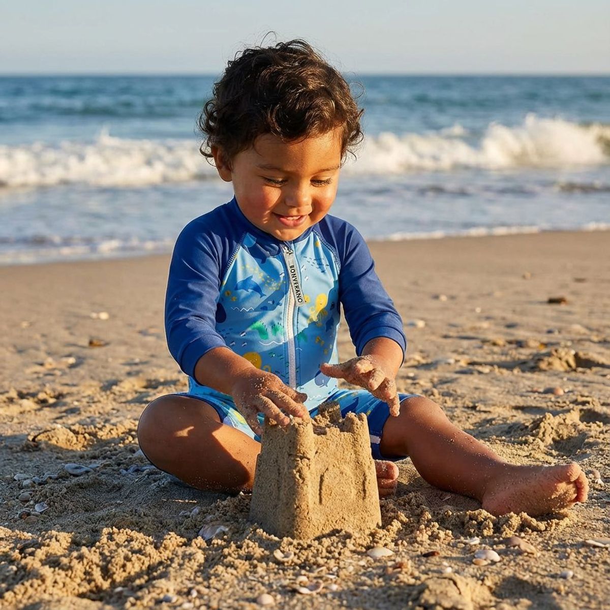 BONVERANO - Traje De Baño Con Cierre Completo Bebé Niños Protección UV