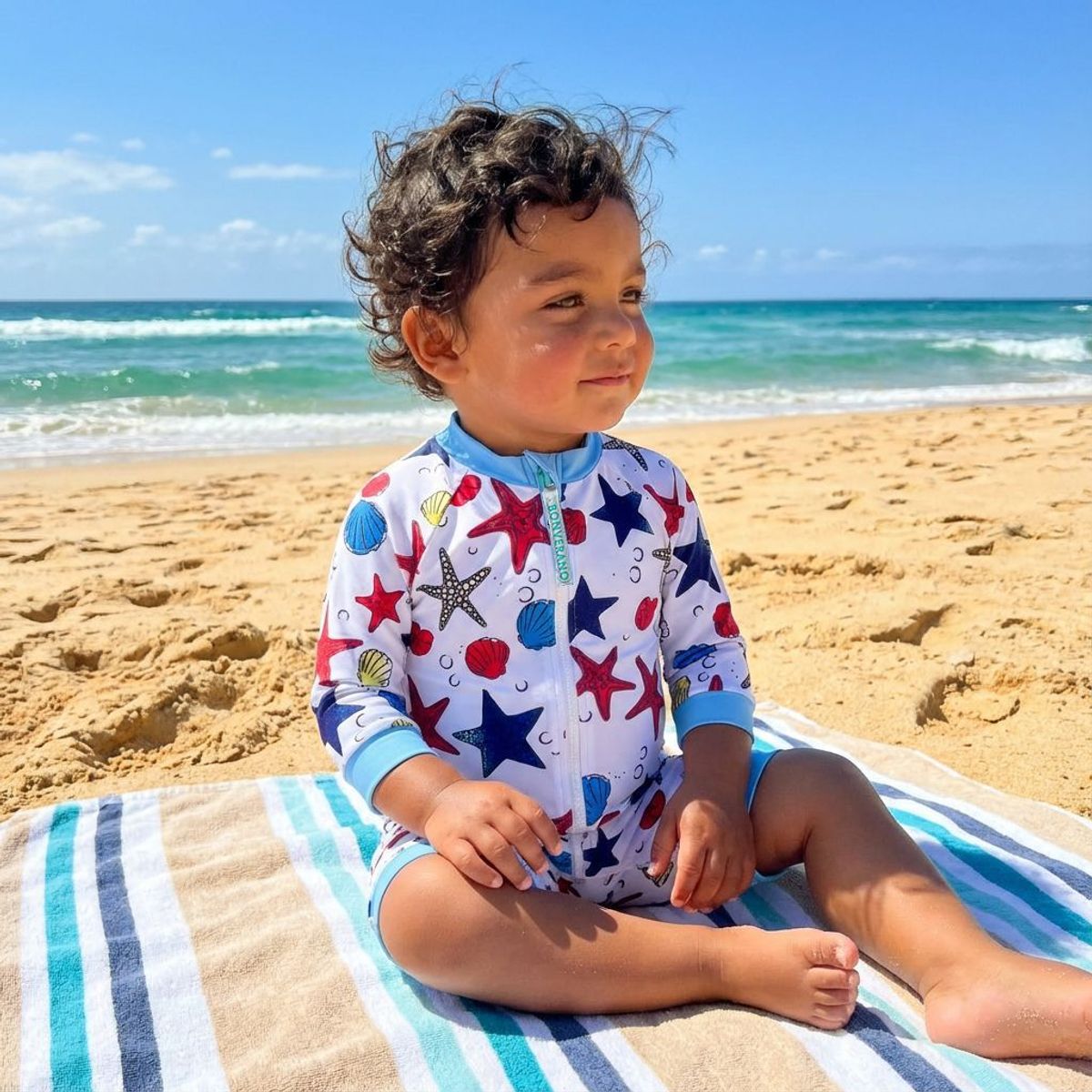BONVERANO - Traje De Baño Con Cierre Completo Bebé Niños Protección UV