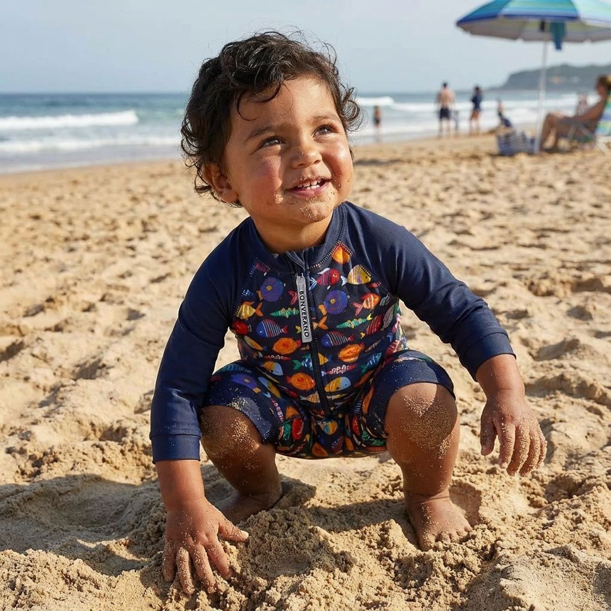 BONVERANO - Traje De Baño Con Cierre Completo Bebé Niños Protección UV