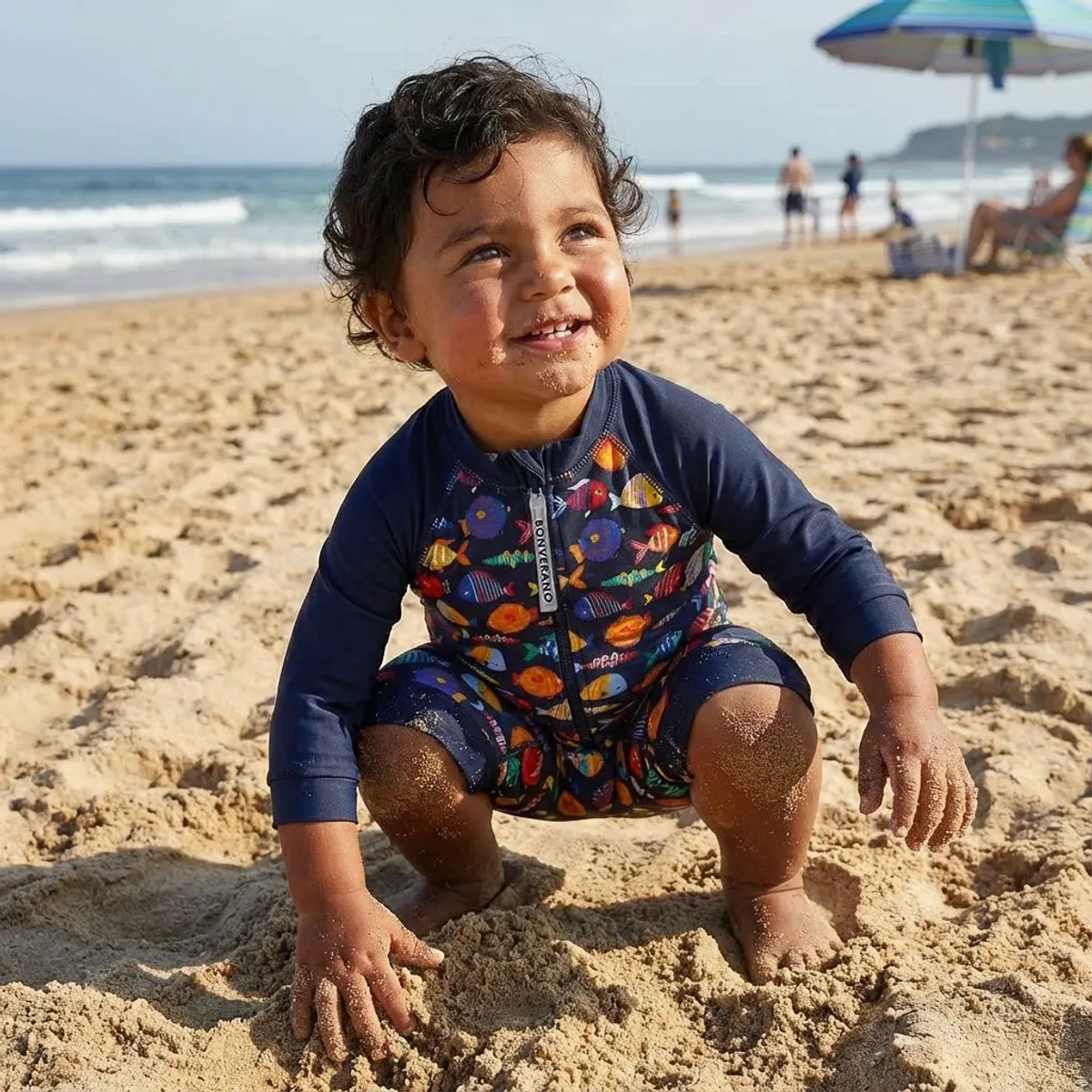 BONVERANO - Traje De Baño Con Cierre Completo Bebé Niños Protección UV