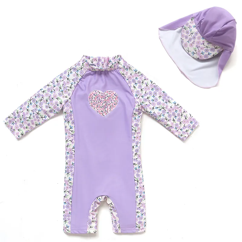 BONVERANO - Traje De Baño Manga Larga  Bebé Niñas Protección Solar UV