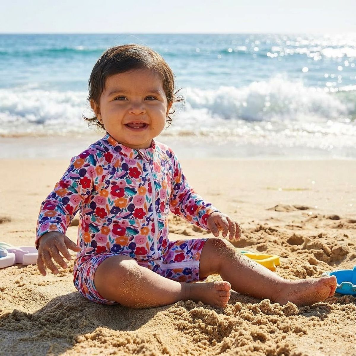 BONVERANO - Traje De Baño Con Cierre Completo Bebé Niñas Protección UV