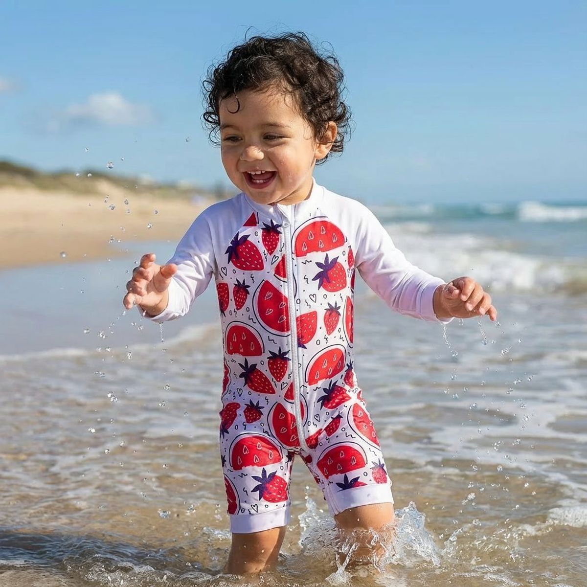 BONVERANO - Traje De Baño Con Cierre Completo Bebé Niñas Protección UV