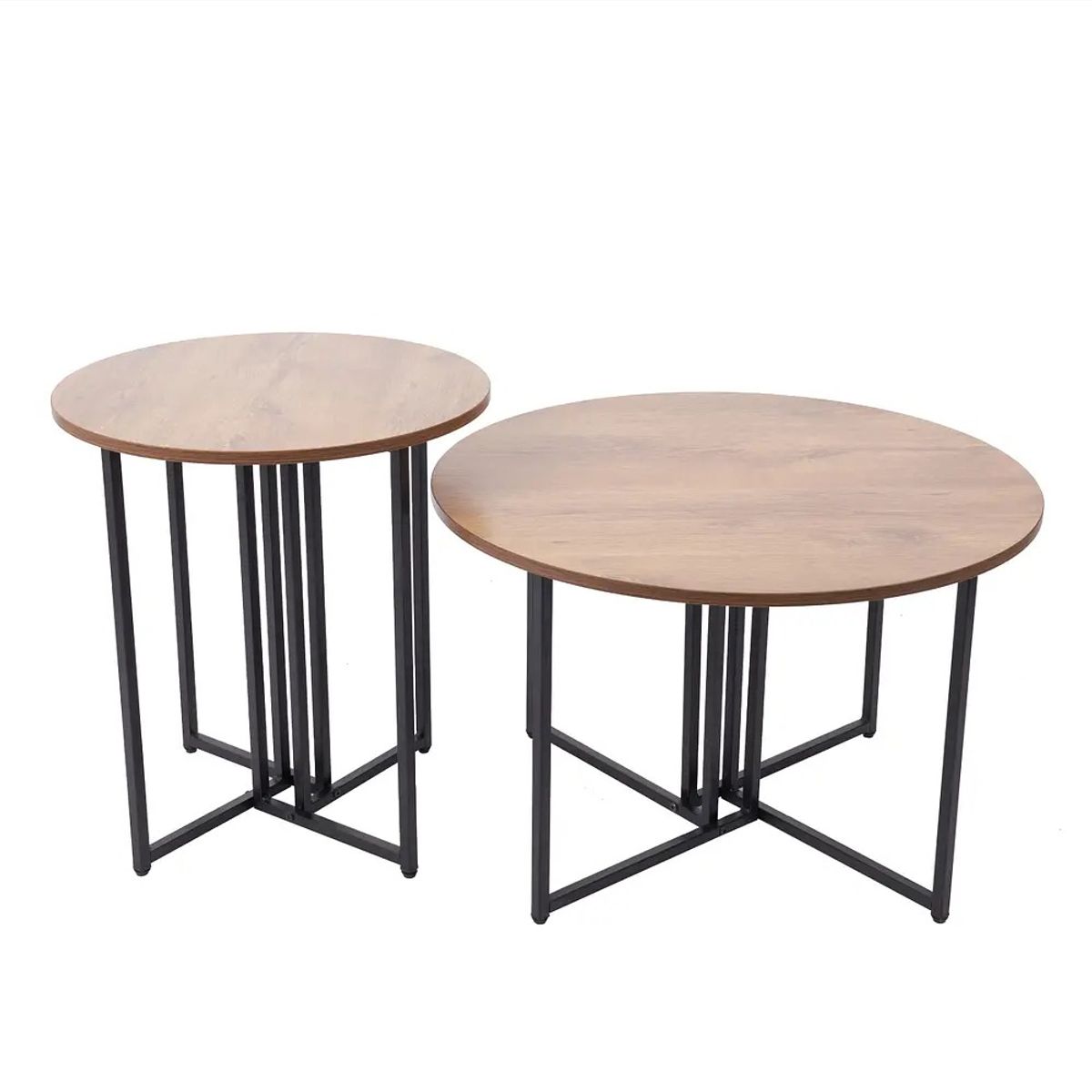 CORI CORI - Pack de 2 mesas de Centro Redondas - Madera Clara