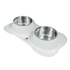 GENERICO - Plato Doble para Perros Anti-hormigas Gris 750ml por plato