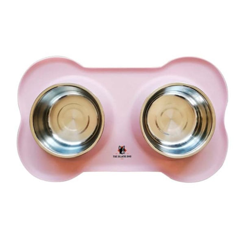 GENERICO - Plato Doble para Perros Anti-hormigas Rosado 750ml por plato