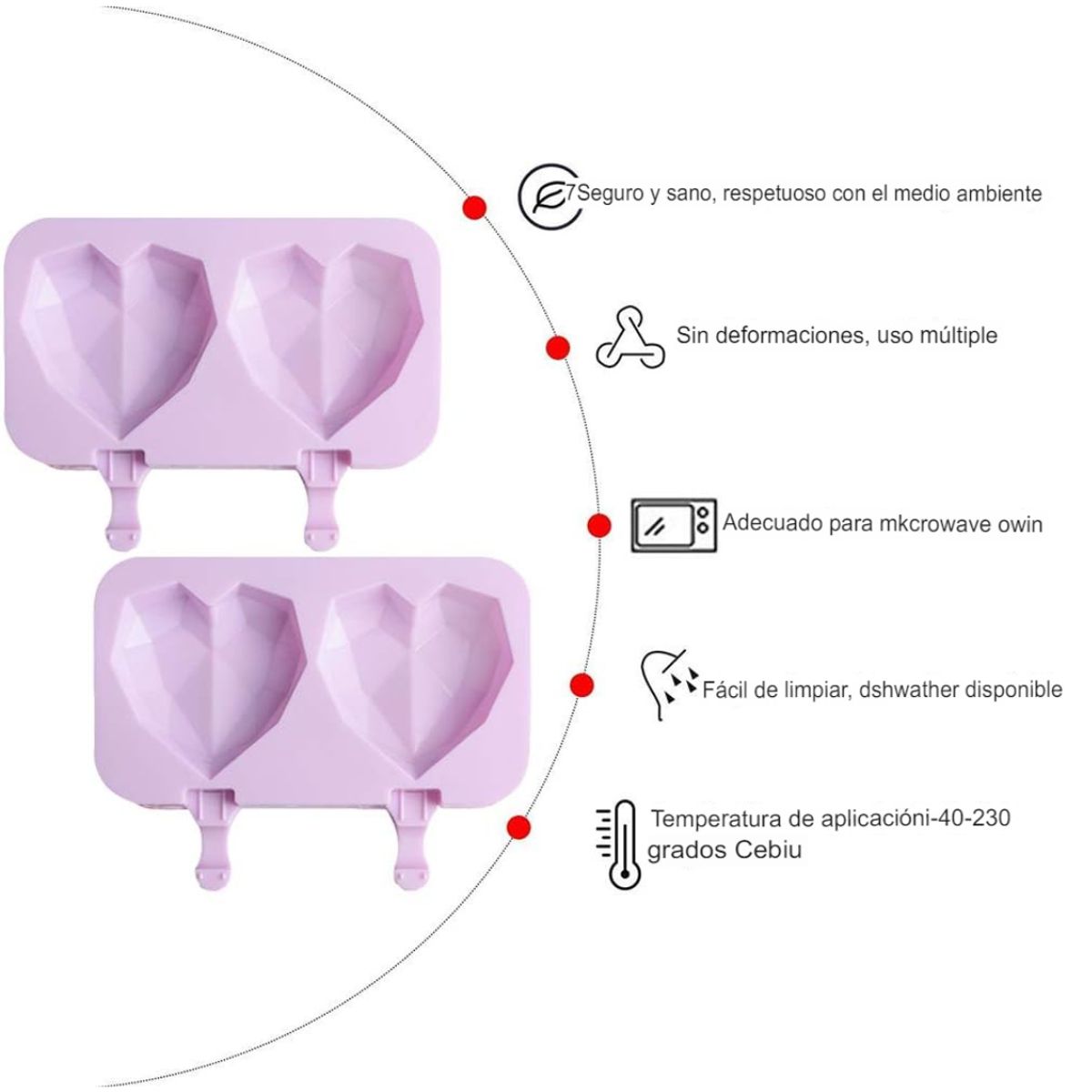 GENERICO - Moldes de Helados con Forma de Corazón