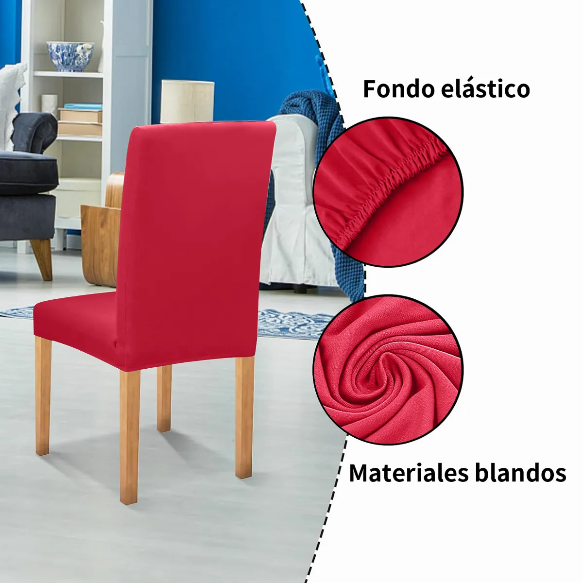 SUPERCENTER - Pack 6 Fundas Cubre Premium Comedor Asientos Tela Gruesa carmesí