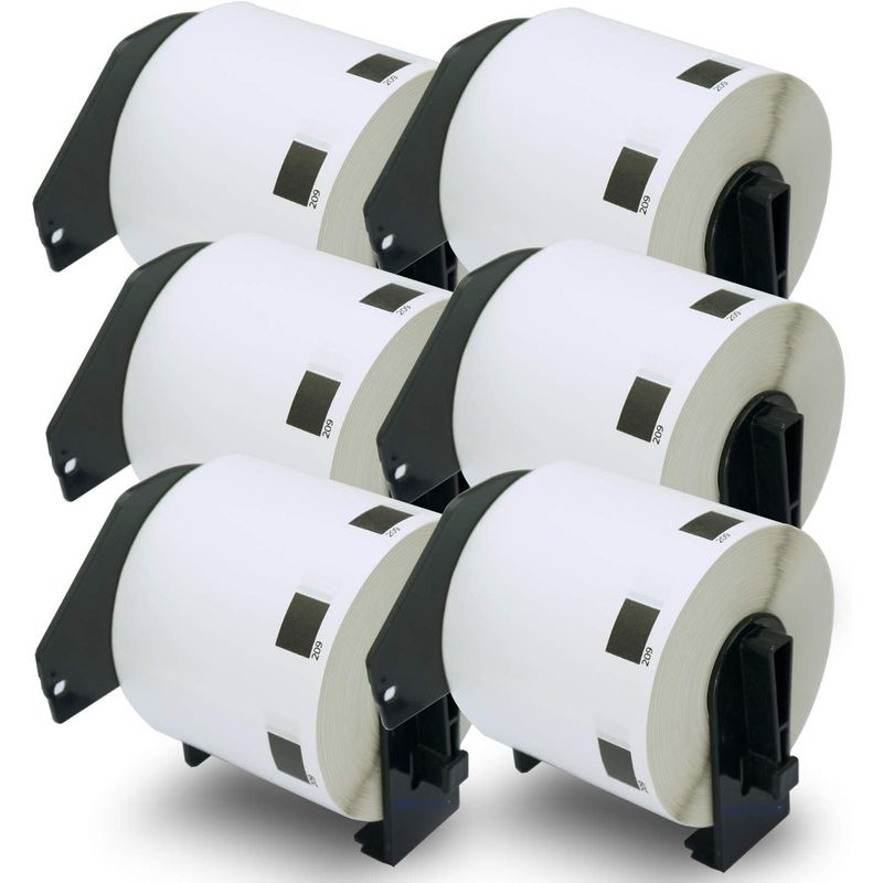 KUANGYE - Pack De 6 Rollos + Soporte Etiqueta Dk 1209 - 29mm X 62mm