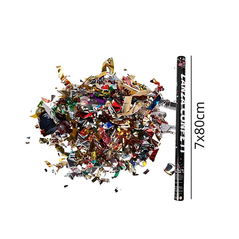 GENERICO - Lanza Confeti Multicolor Tubo 80cm 1 Pieza Cotillón Fiesta