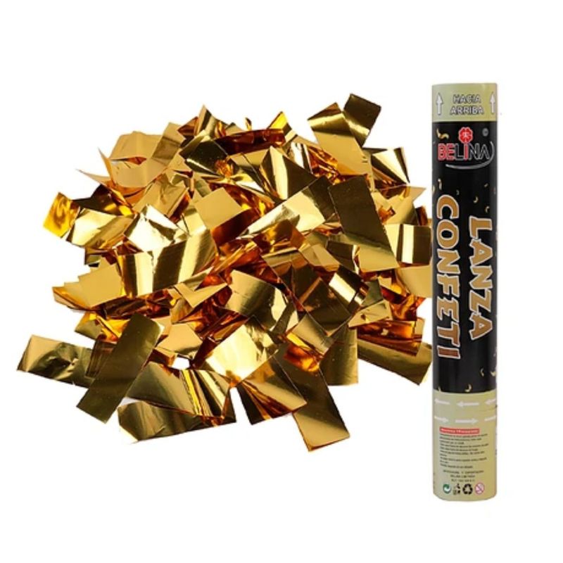 GENERICO - Lanza Confeti Dorado Tubo 40cm 1 Pieza Cotillón Fiesta